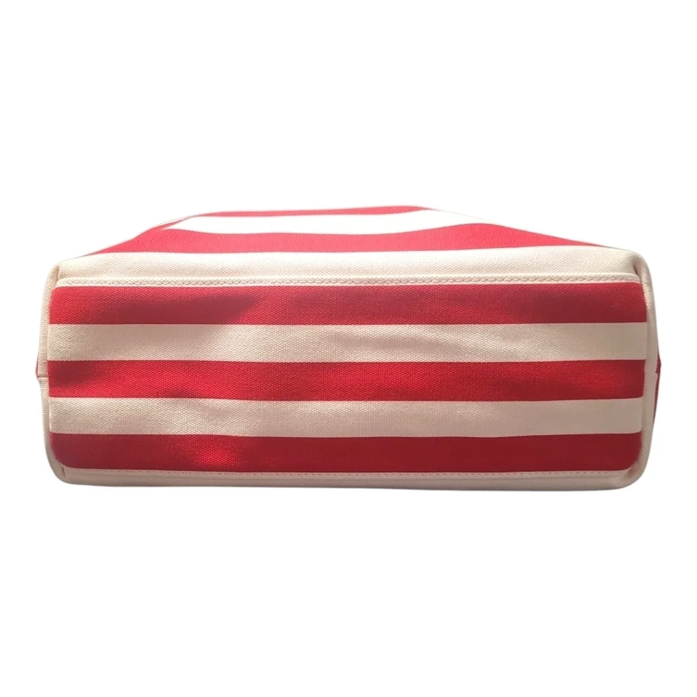 Michael Kors Canvas Red And White Striped Tote Bag, Pre-owned